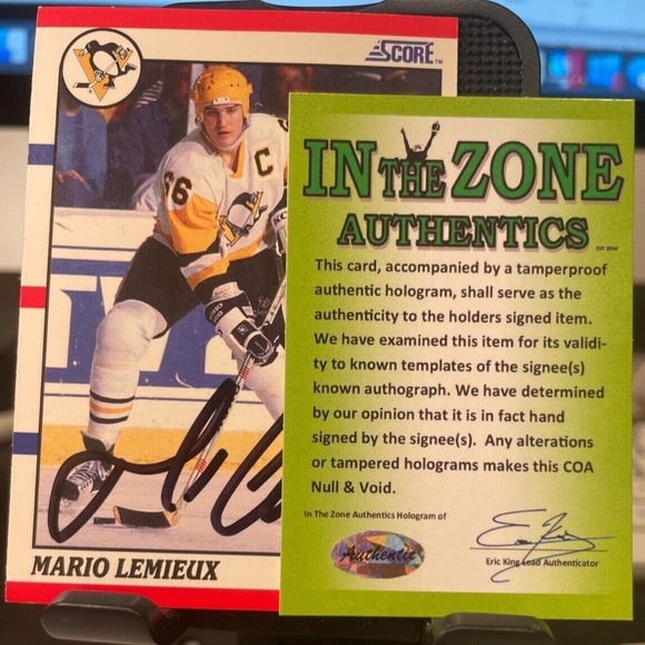 Penguins Mario Lemieux Authentic Signed 1990 Score #2 Card - Picture 4 of 5